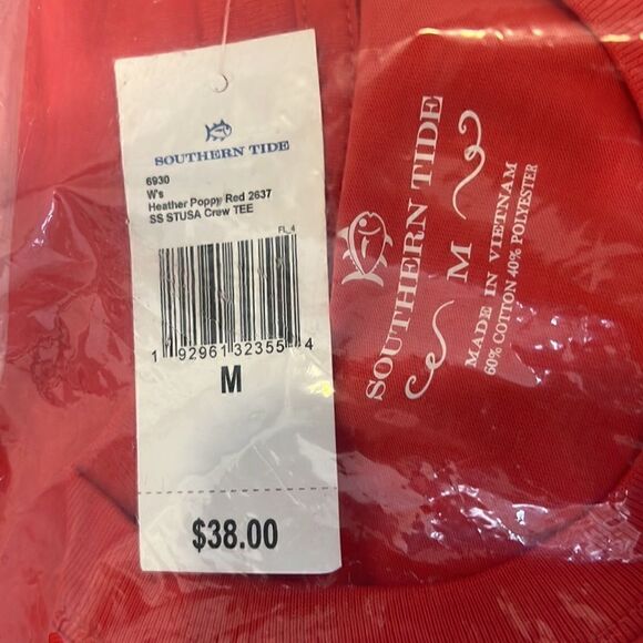 Southern Tide Womens Poppy Red Southern Tide Crew pocket T shirt - Picture 7 of 8